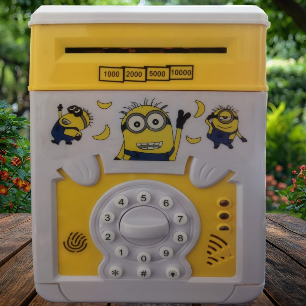 ATM Bank Charhoden Kids Cartoon Electronic Piggy Bank Mini Atm, Yellow